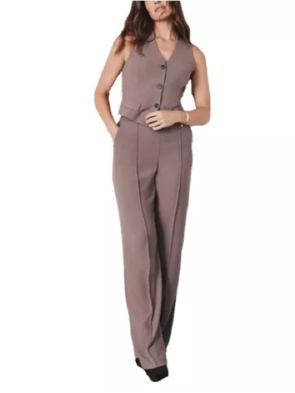 Spanx Carefree Crepe Pull On Trouser Pants in Taupe Brown | XL